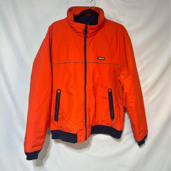 Lands End mens orange and navy jacket. Size large. Brand new! Reflective strip. - Picture 10 of 11